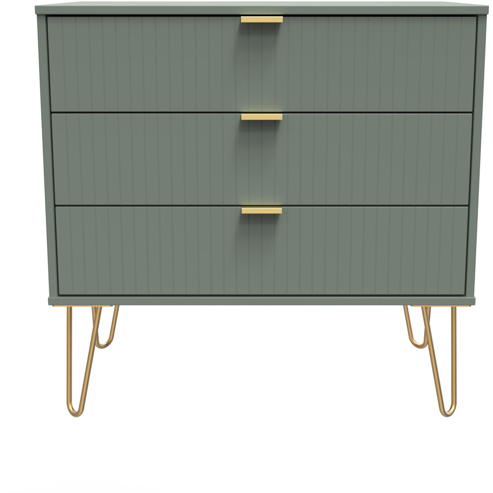 Crowndale 3 Drawer Reed Green Wide Chest of Drawers Ready Assembled Image 3