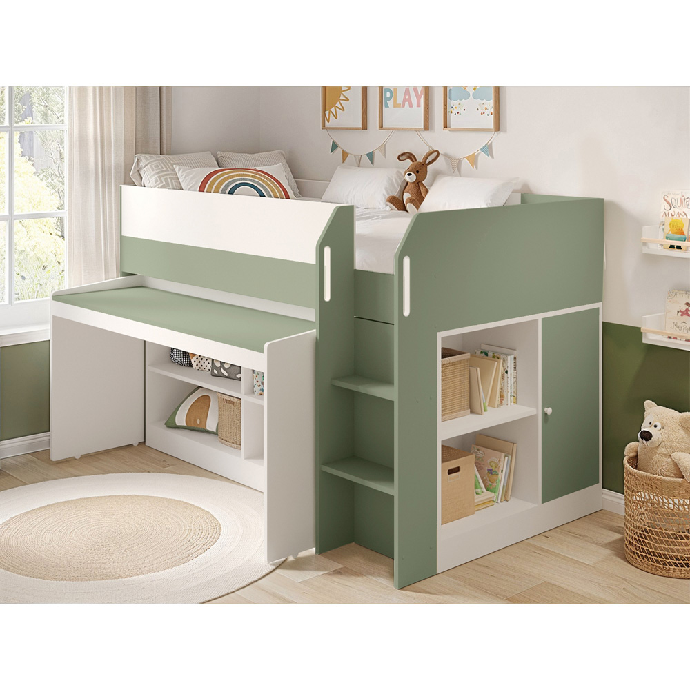 Flair Aiden Single Olive Green Cabin Bed Mid Sleeper Image 5