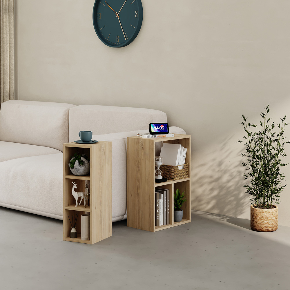 Decortie Combayn 3 Shelf Saphire Oak Low Freestanding Bookcase Image 3
