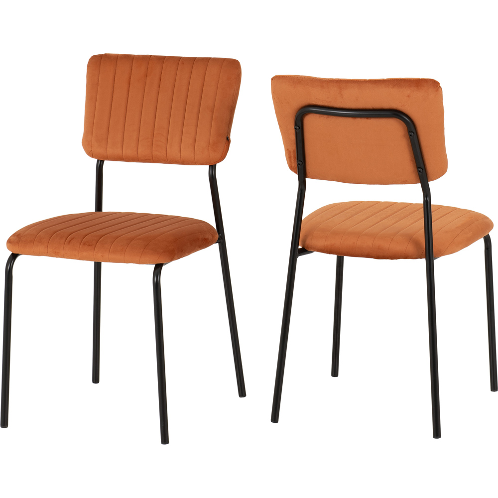 Seconique Sheldon Set of 4 Burnt Orange Velvet Fabric Dining Chair Image 2