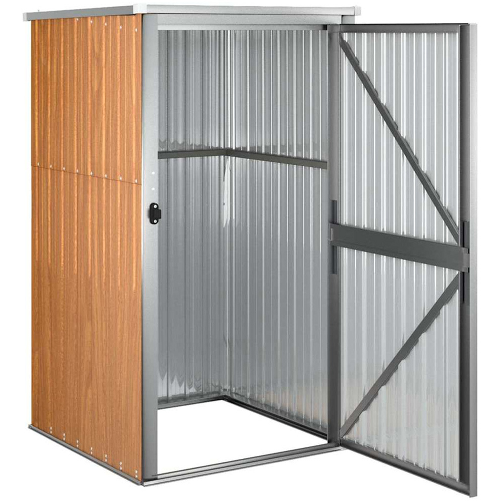 vidaXL 2.9 x 2.9ft Brown Galvanised Steel Pent Garden Tool Shed Image 2