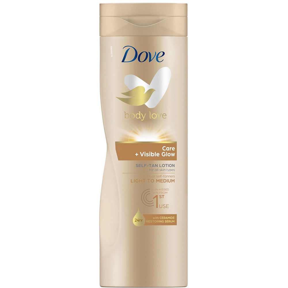 Dove Visible Glow and Care Fair to Medium Self Tan Lotion 400ml 6 Pack Image 2