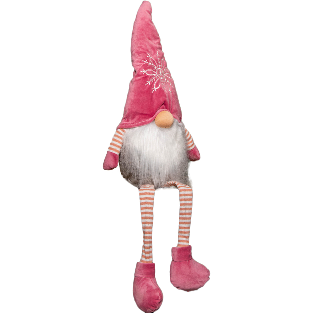 Samuel Alexander Pink and Grey Sitting Gonk Christmas Decoration with Snowflake Hat 71cm Image 1