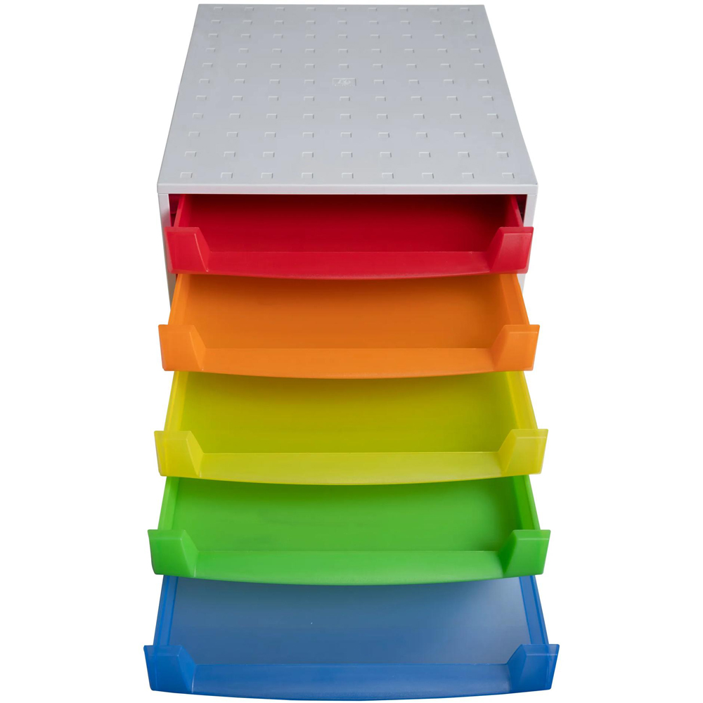 Exacompta Linicolor 5 Drawer A4 Harlequin Plastic Open Storage Box Image 4