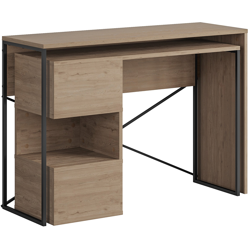 Decortie Badau 3 Shelf Modern Multipurpose Computer Desk Natural Oak Image 2