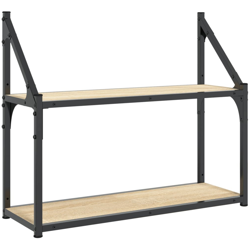 vidaXL 2 Shelf Sonoma Oak Floating Wall Shelf Image 1