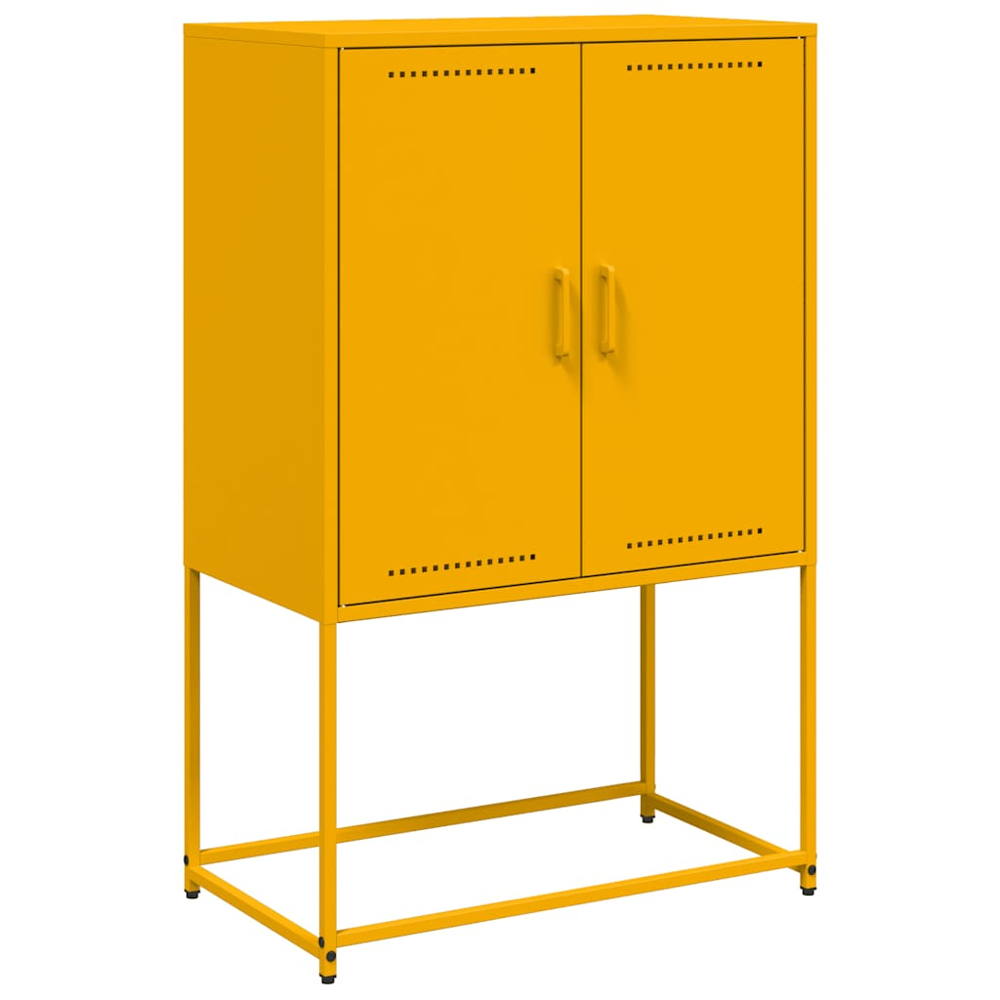 vidaXL 2 Door Mustard Yellow Steel Highboard Image 2