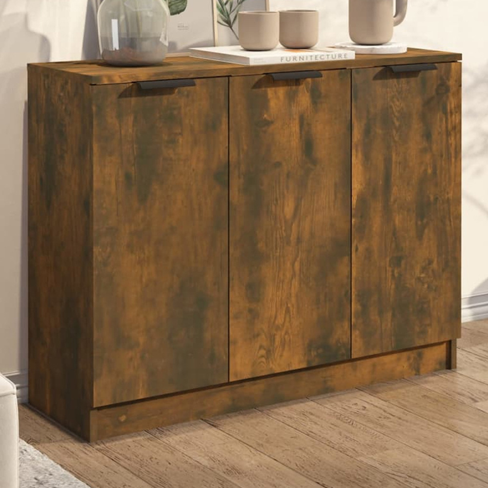 vidaXL 3 Door Smoked Oak Sideboard Image 1
