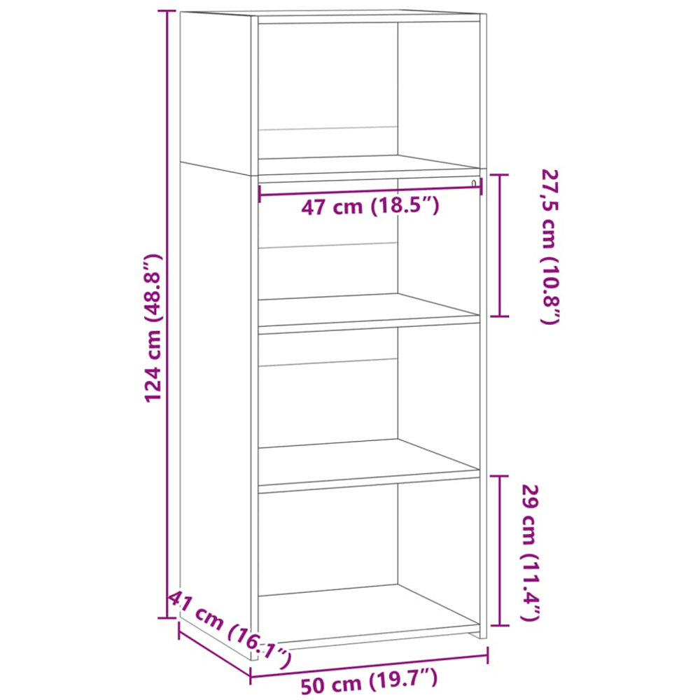 vidaXL 4 Shelf Concrete Grey Highboard Image 9