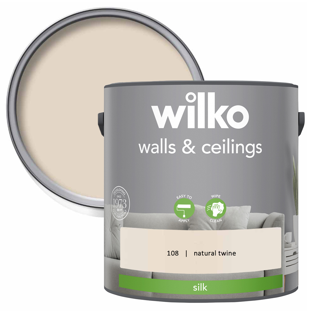 Wilko Walls & Ceilings Natural Twine Silk Emulsion Paint 2.5L Image 1