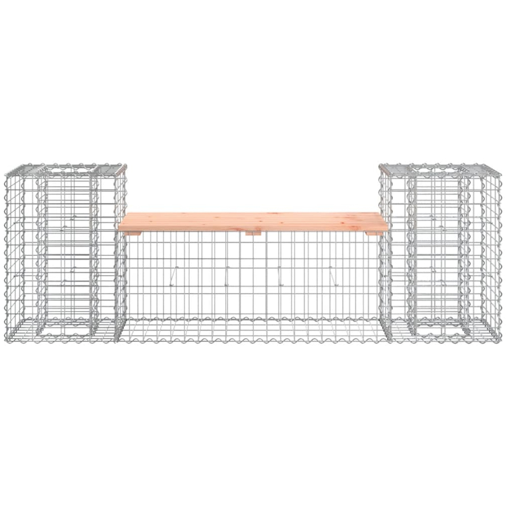 vidaXL Natural Solid Douglas Wood Gabion Design Garden Bench 183 x 41 x 60.5cm Image 2