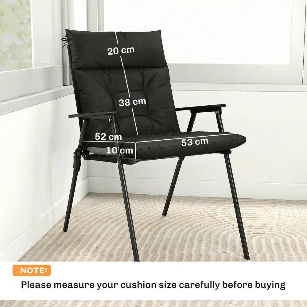 Outsunny Black Waterproof Garden Chair Cushion 111.5 x 53cm 4 Pack Image 9