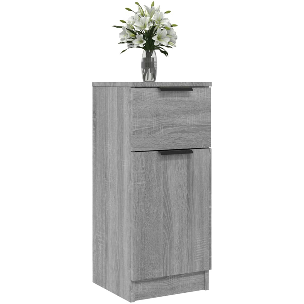 vidaXL Single Door Single Drawer Grey Sonoma Wooden Sideboard Set of 2 Image 9