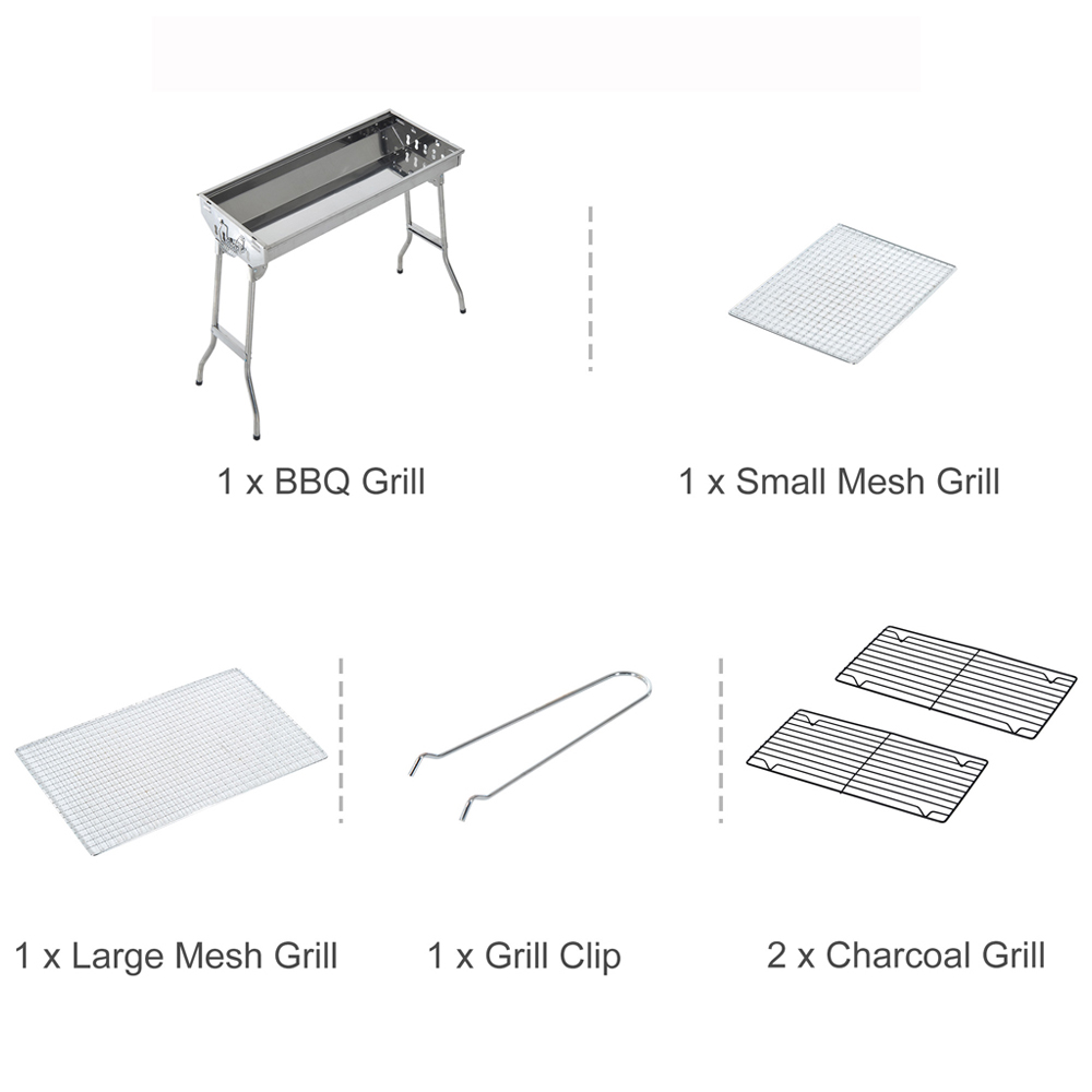 Outsunny Silver Foldable Charcoal Garden BBQ Grill Image 4
