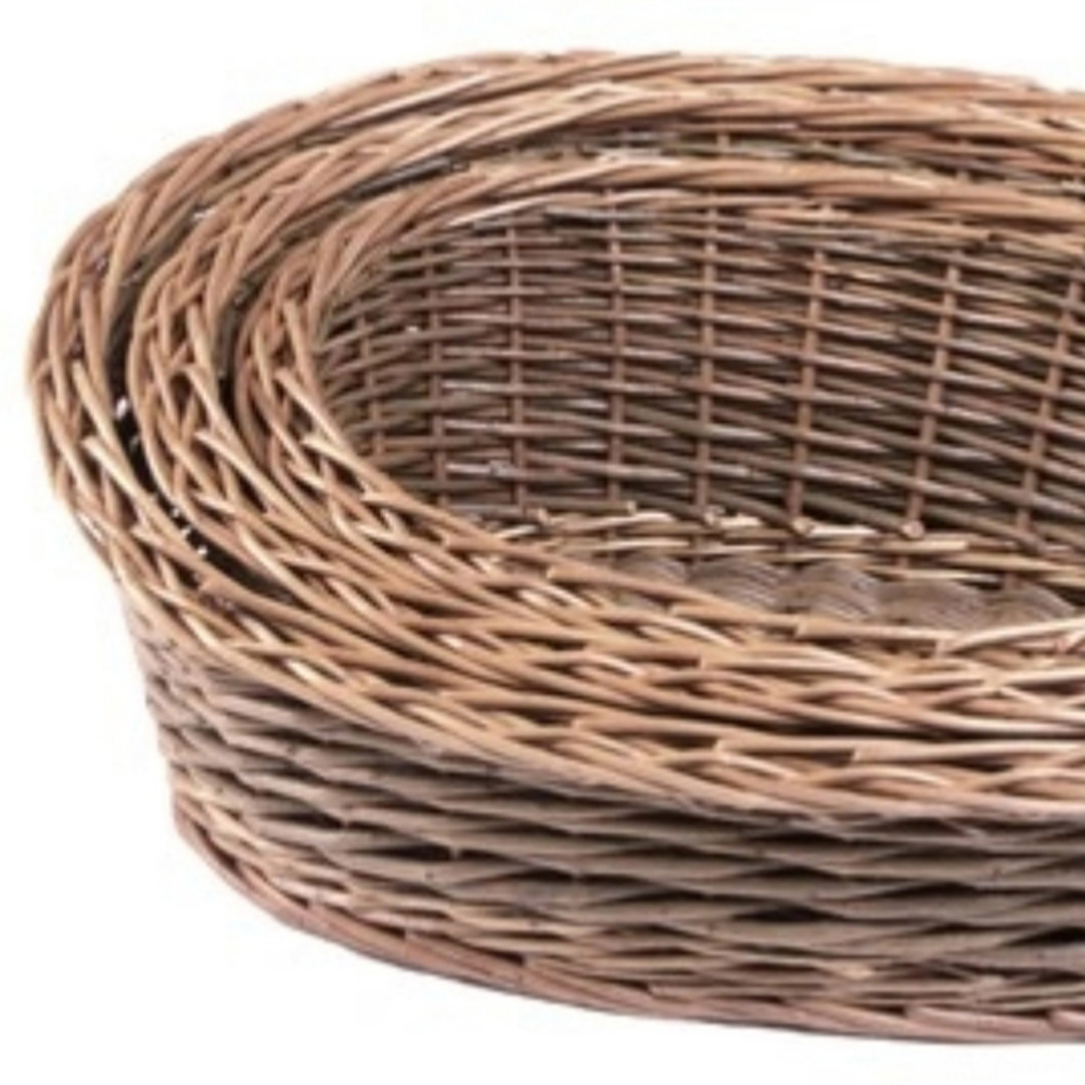 Red Hamper Two Tone Green Oval Willow Tray Set of 3 Image 3
