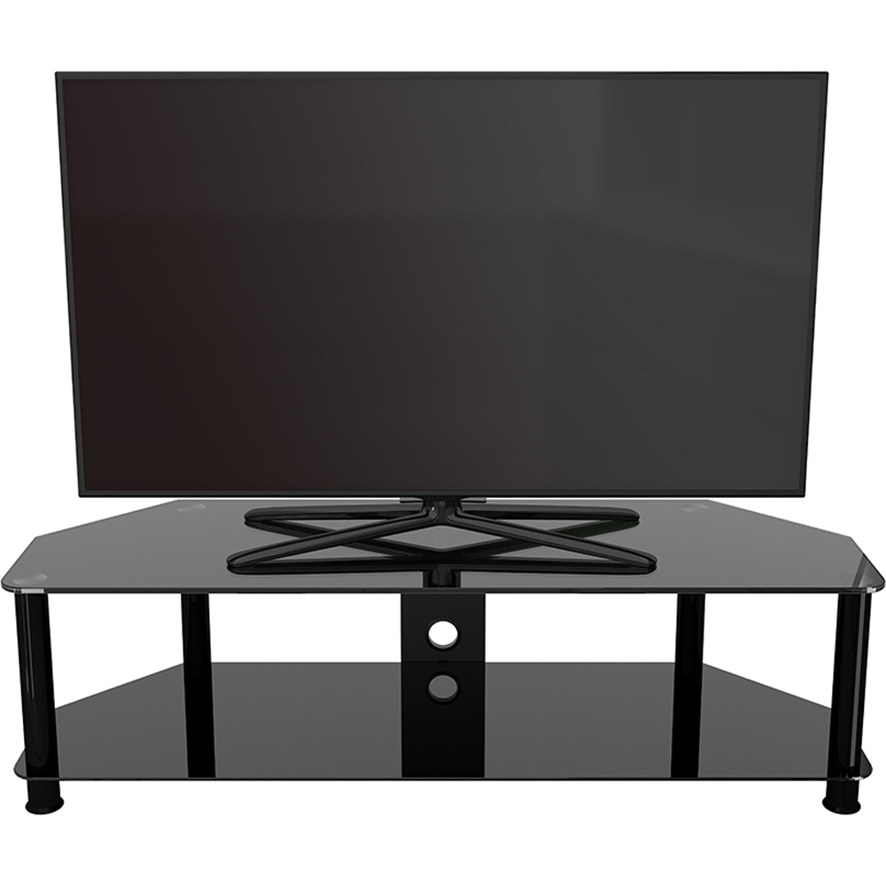 AVF Classic 2 Shelf Black Glass Corner TV Unit Image 6