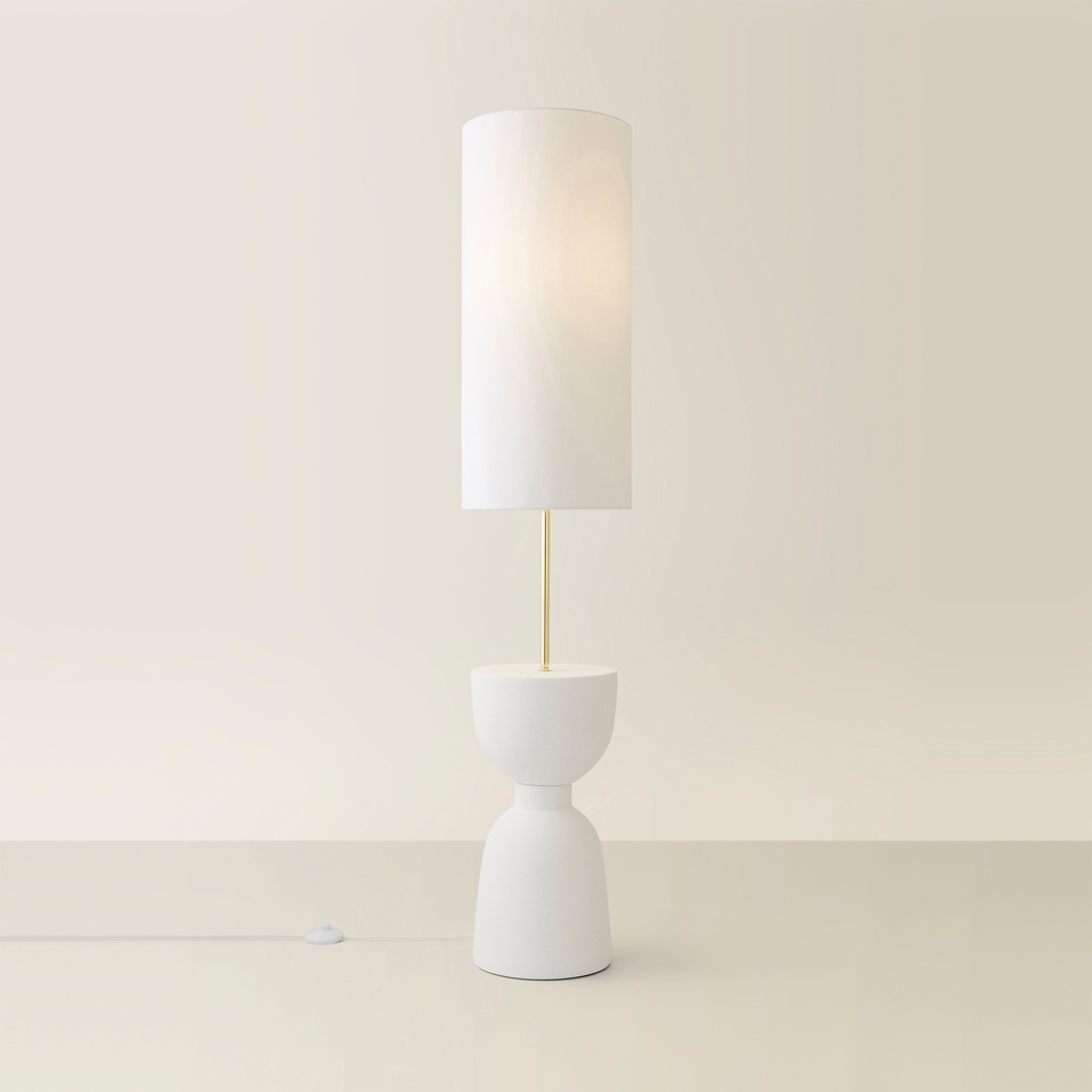 ValueLights Esme Linen Tall Lamp Shade Ceramic Table Base Midi LED Floor Lamp Image 5