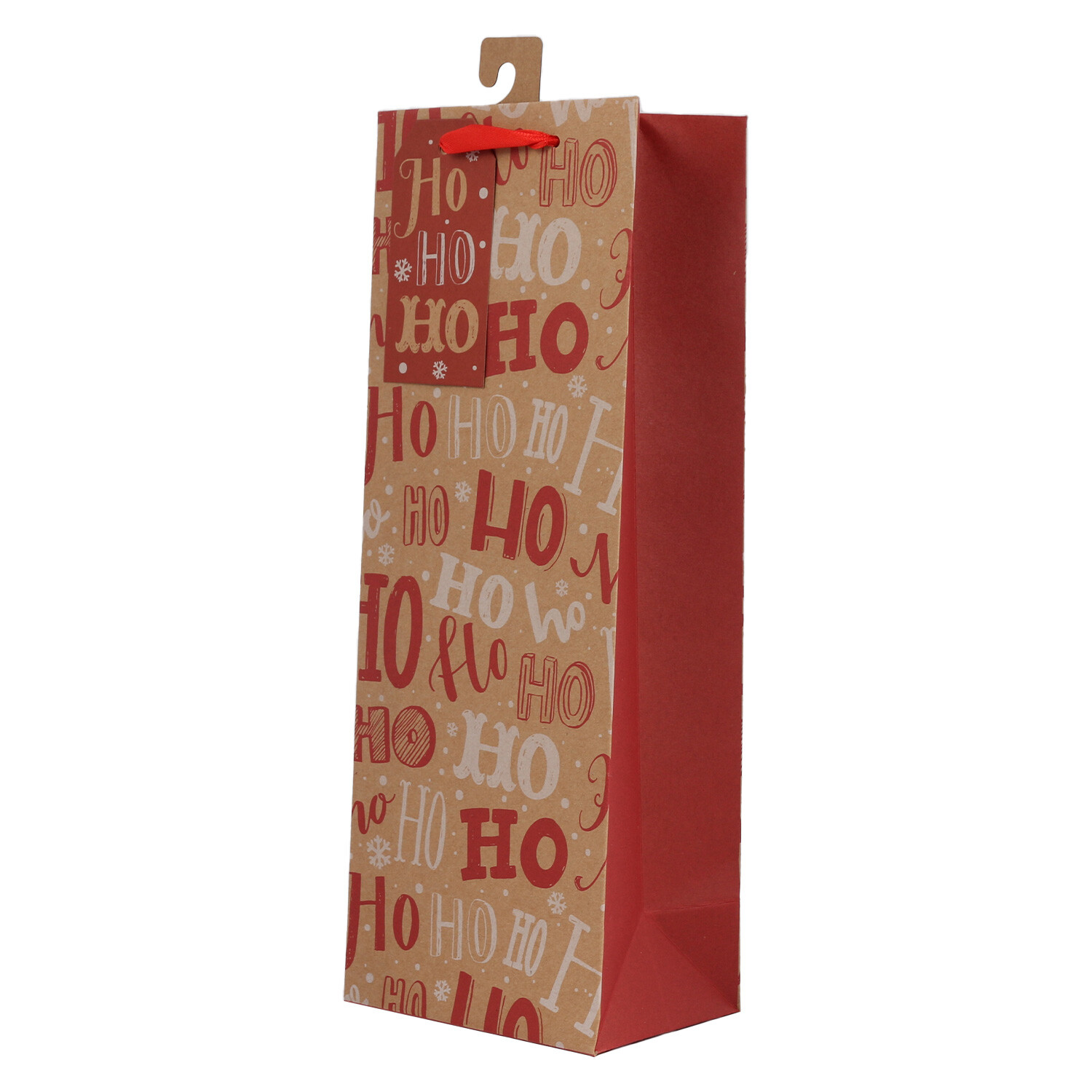 Ho Ho Ho Kraft Bottle Bag - Red Image 2