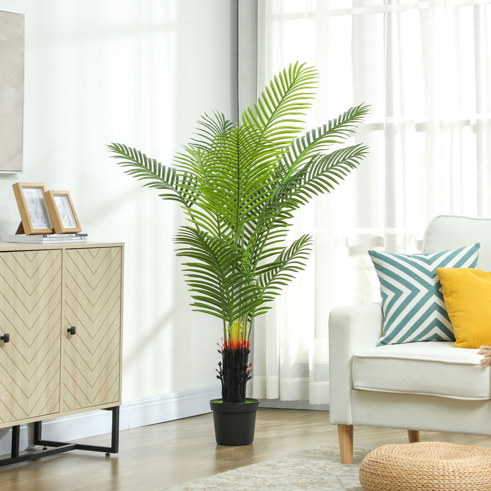 HOMCOM Areca Palm Tree Artificial Plant Pot with Flocked Soil 150cm Image 3