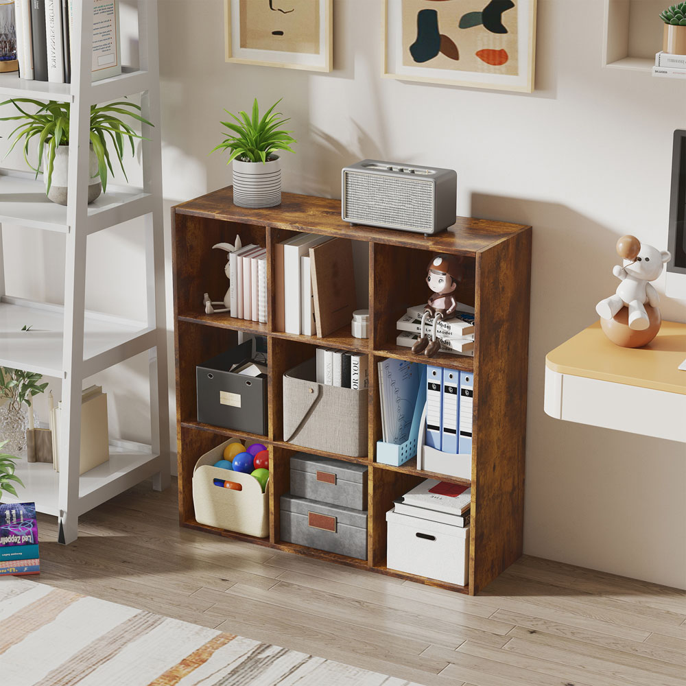 HOMCOM 9 Cube Rustic Brown Storage Cupboard Image 3