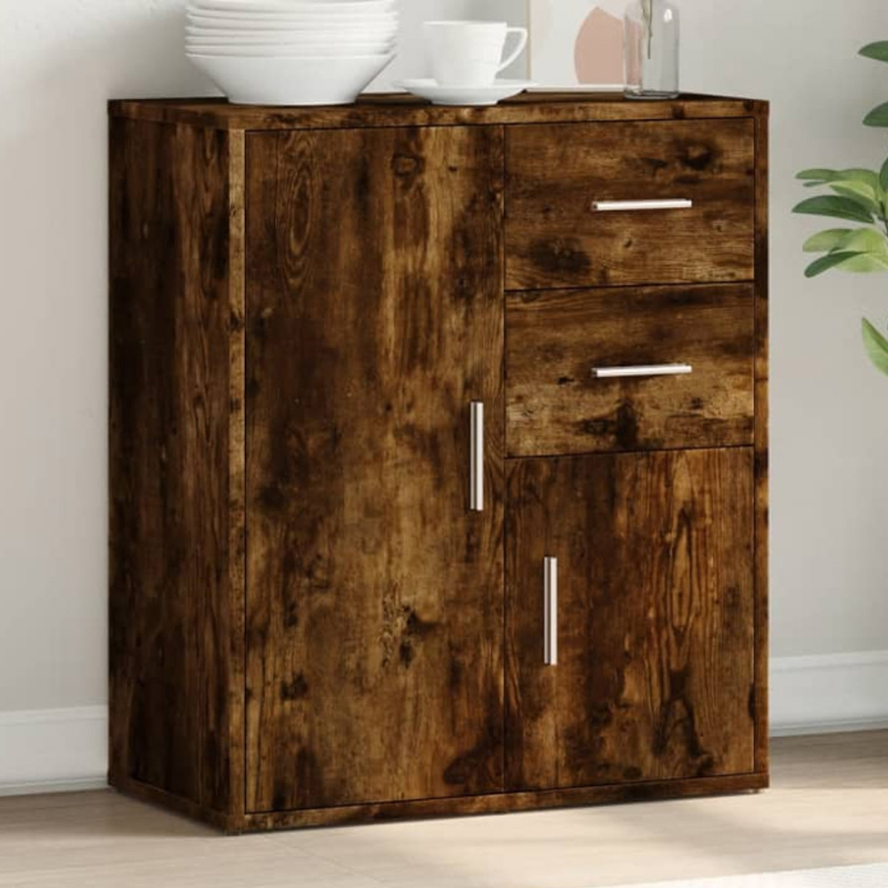 vidaXL 2 Door 2 Drawer Smoked Oak Sideboard Image 1