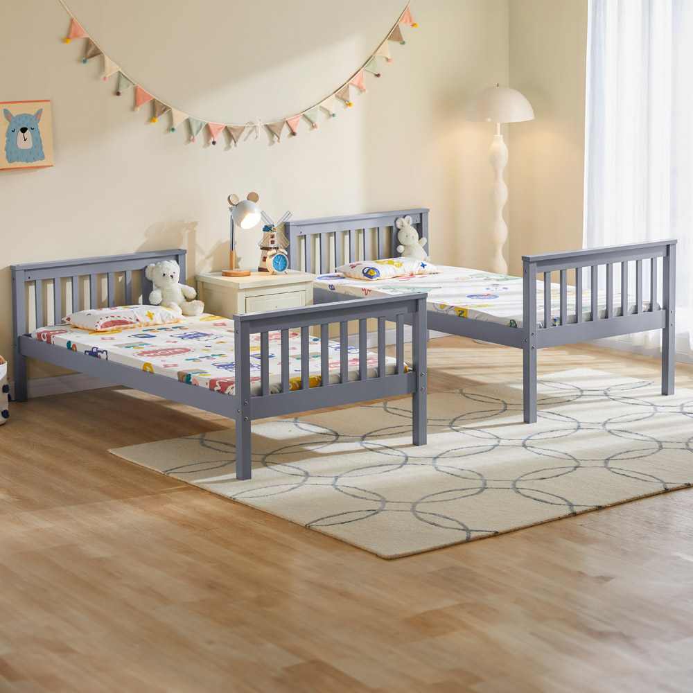 VIDA DESIGNS Milan Single Grey Bunk Bed with Foam Mattress Image 3