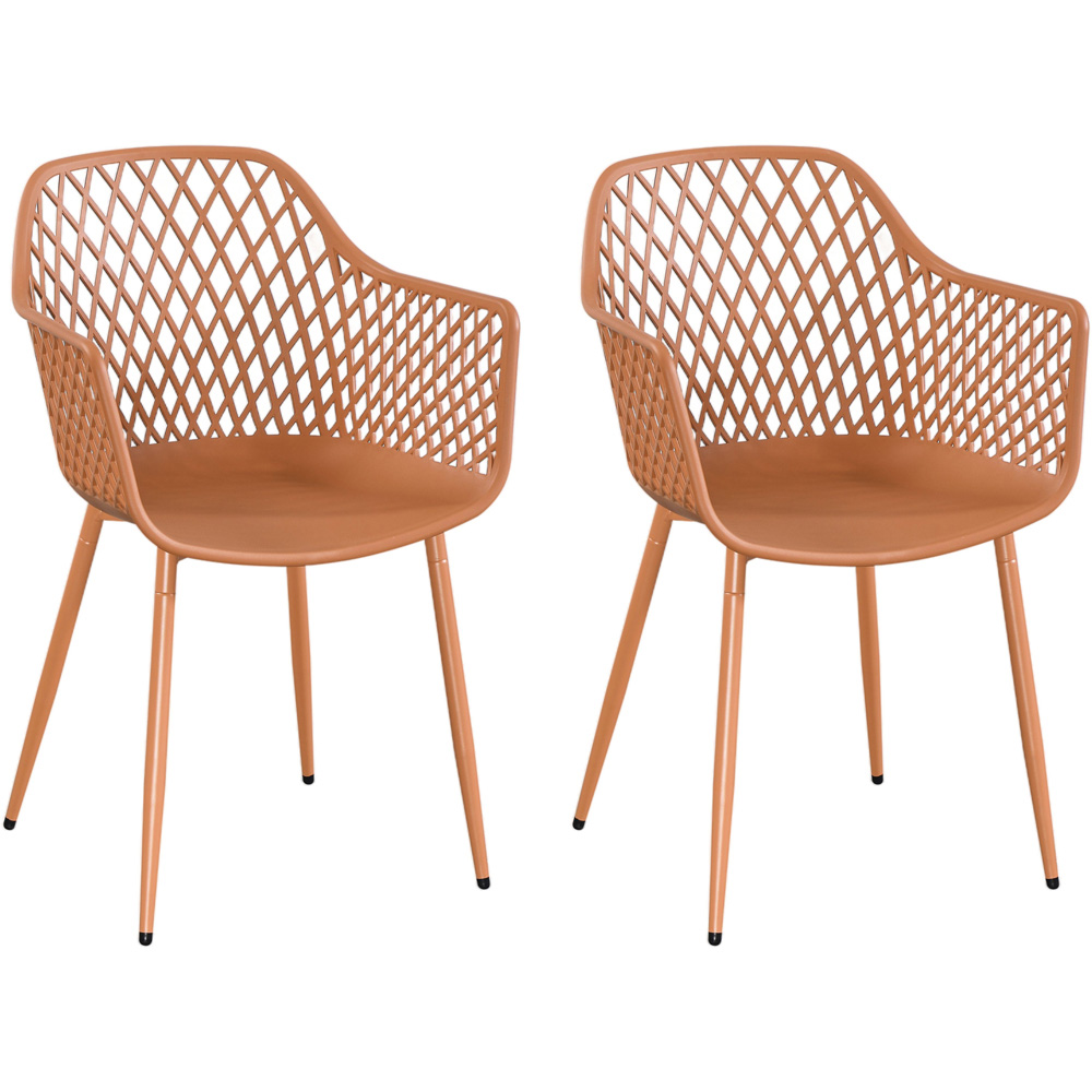 Core Products Set of 2 Terracotta Lattice Back Design Garden Bistro Armchair Image 2