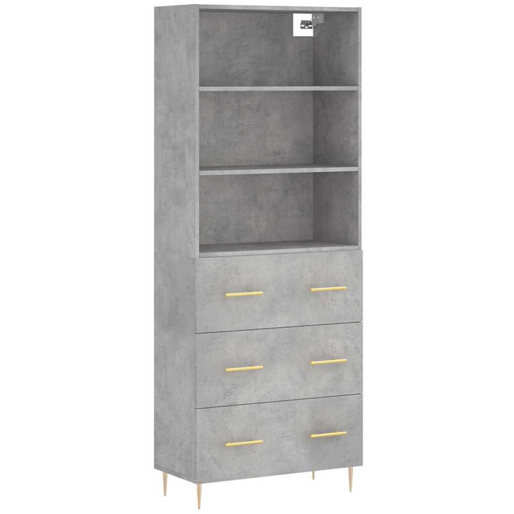 vidaXL 3 Drawer 3 Shelf Concrete Grey Highboard Image 2