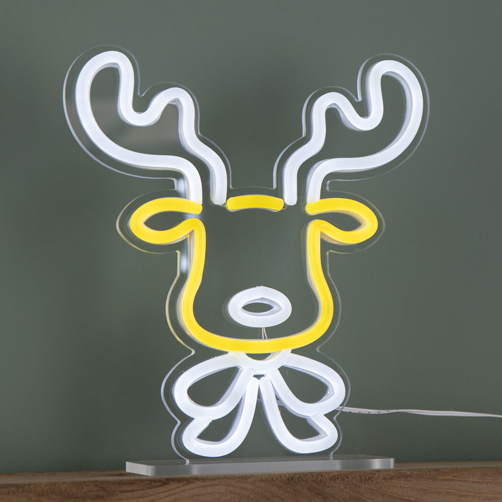 Samuel Alexander Neon Reindeer Face Tabletop Christmas Decoration 25cm Image 7
