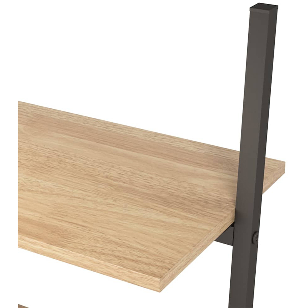 vidaXL 3 Shelf Light Brown Wood and Steel Leaning Bookcase Image 5