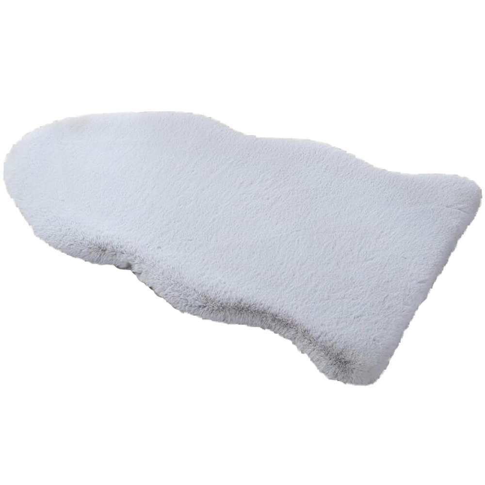 Silver Snow Faux Rabbit Fur Rug 90 x 60cm Image 1