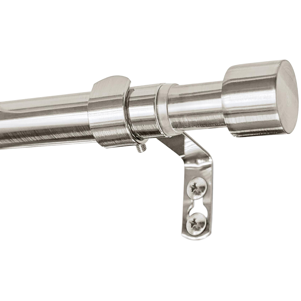 Harbour Housewares 83-120cm Extendable Brushed Nickel Metal Curtain Pole Kit Image 1