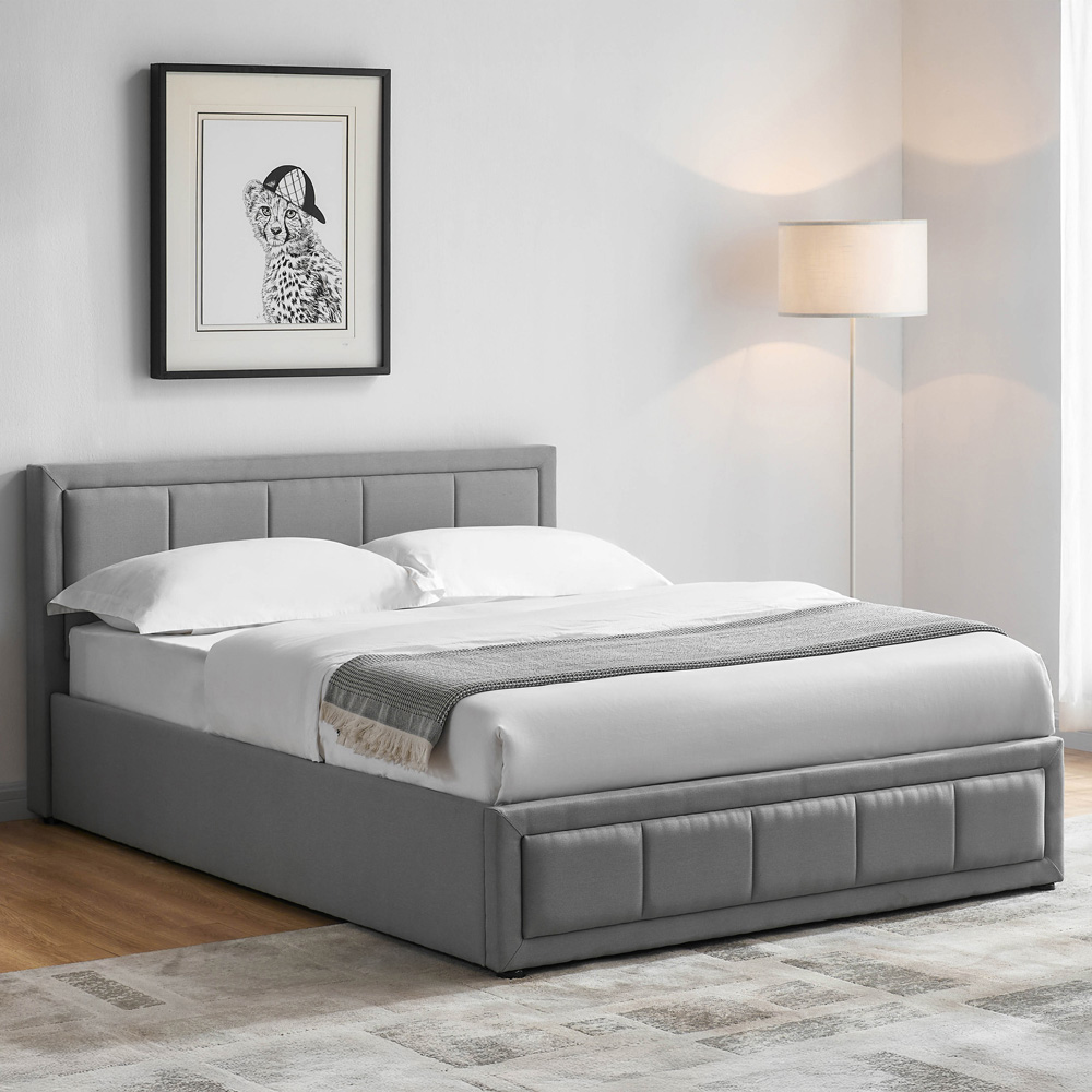 Vida Designs Vanita Double Light Grey Ottoman Bed Image 1