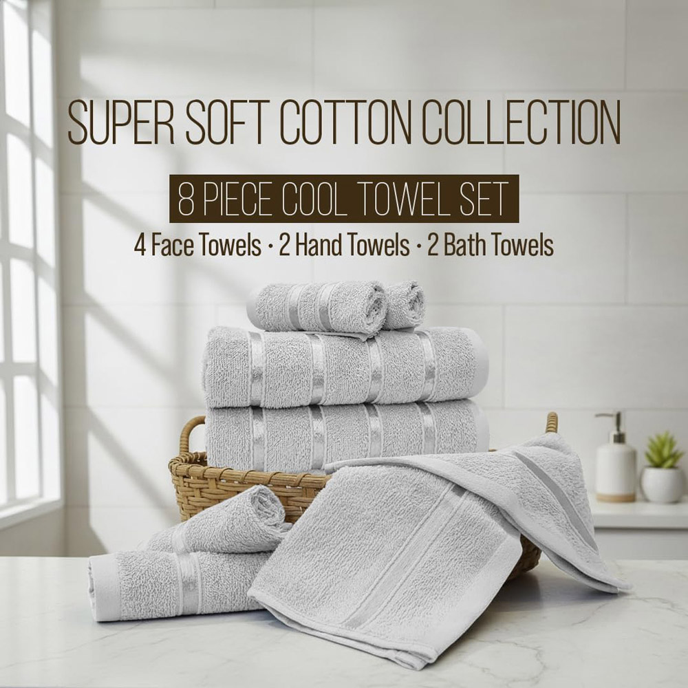 Smart Living Boston 8 Piece Silver Towel Bale Set Image 7