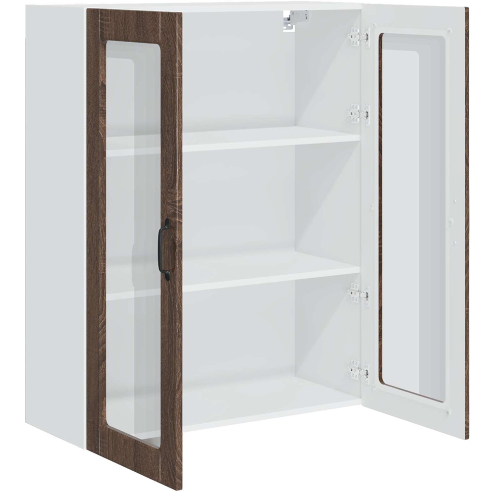 vidaXL 2 Glass Door Brown Oak Kitchen Wall Cabinet Image 5