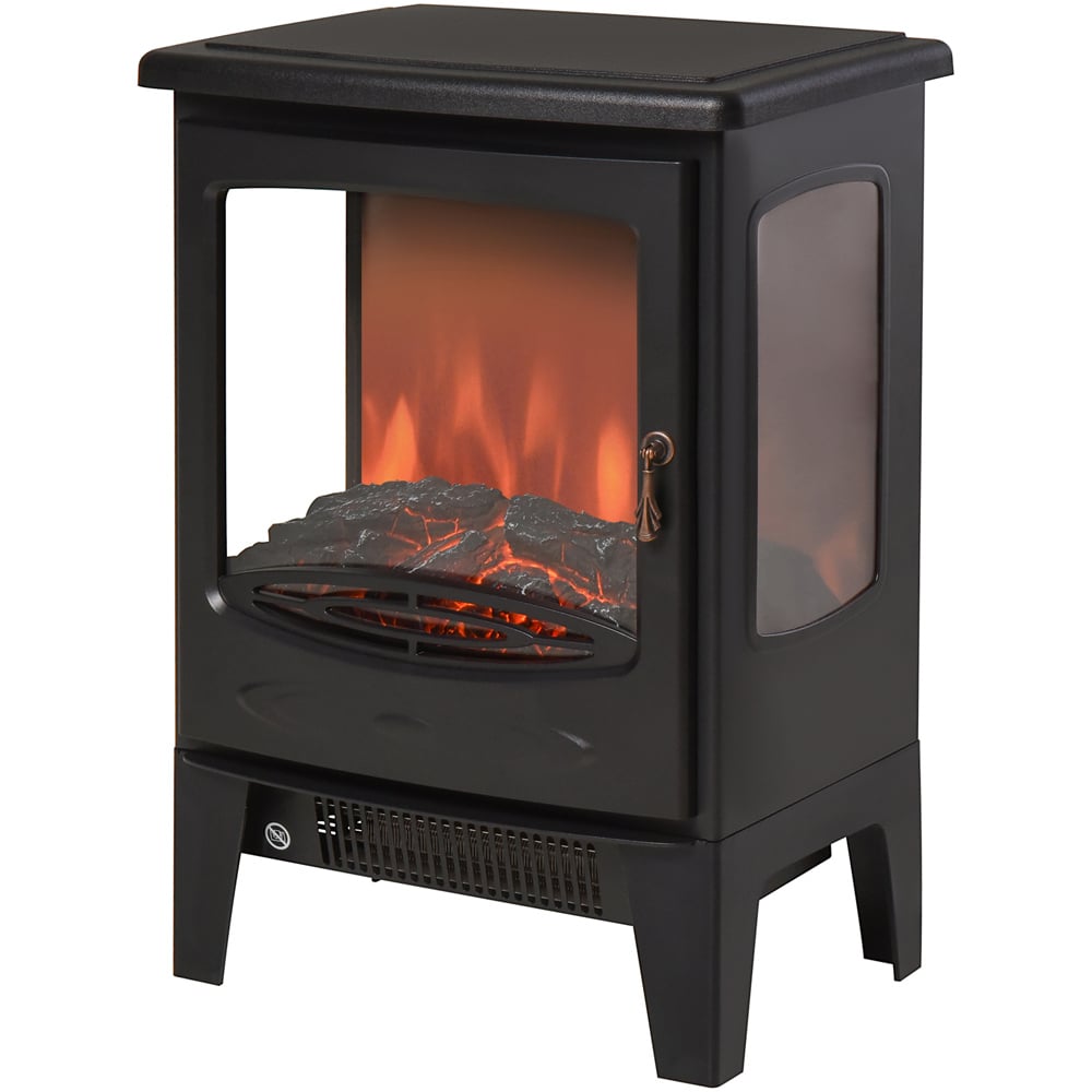 HOMCOM Ava Tempered Glass Electric Fireplace Heater 1800W Image 1