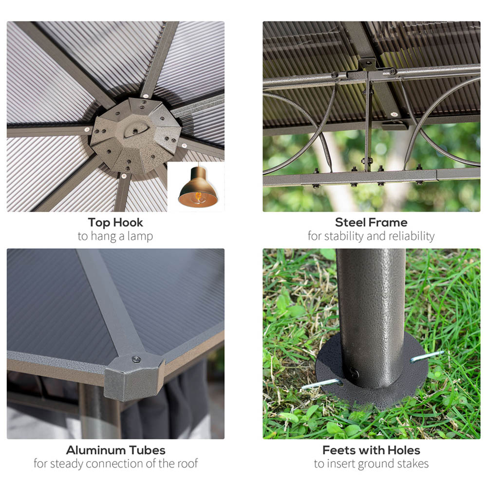 3x3m Hardtop Gazebo Grey Image 5