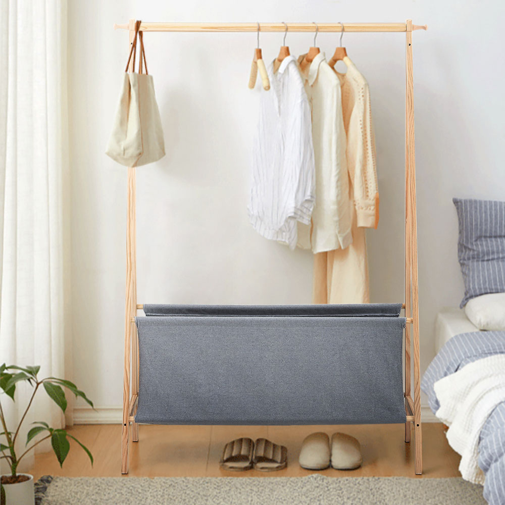 Living and Home Coat Rack Hanger with Storage Basket Image 6