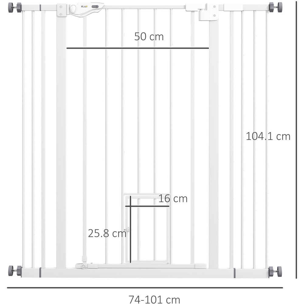 PawHut White 74-100cm Pet Safety Gate Image 8