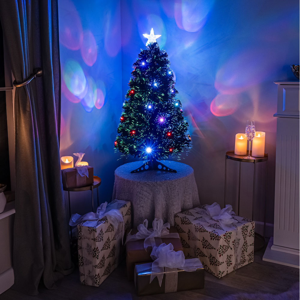 The Christmas Centre 40 Multicolour LED Black Fibre Optic Artificial Xmas Tree 4ft Image 2