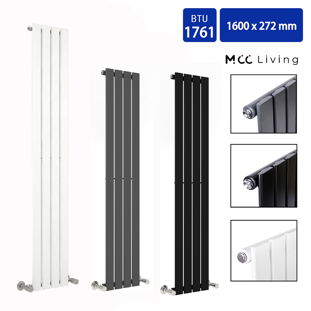 Anthracite 1761 BTU Single Flat Panel Vertical Column Radiator 1600 x 272mm Image 4