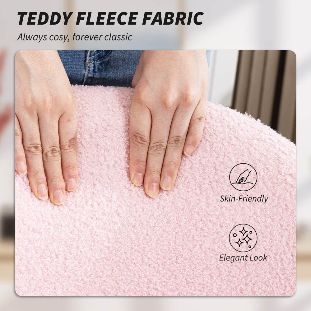 Portland Light Pink Teddy Fleece Height Adjustable Swivel Office Chair Image 5