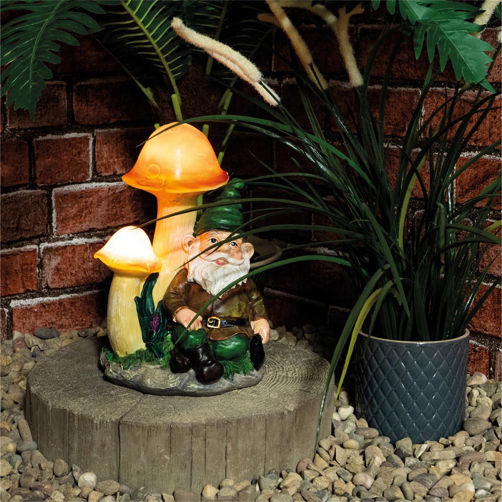St Helens Male Gnome Under Light Up Mushroom Image 2