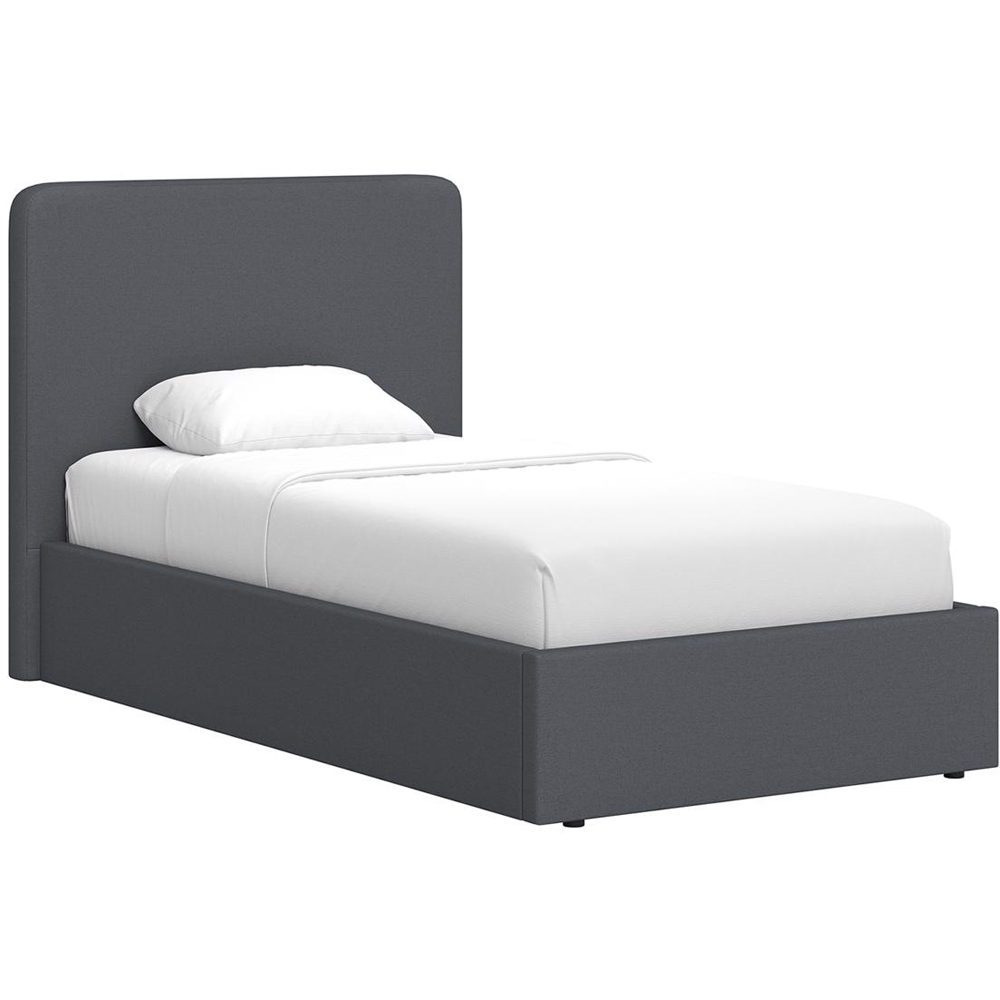 FWStyle Single Grey Upholstered Lift Up Ottoman Bed Frame Image 2