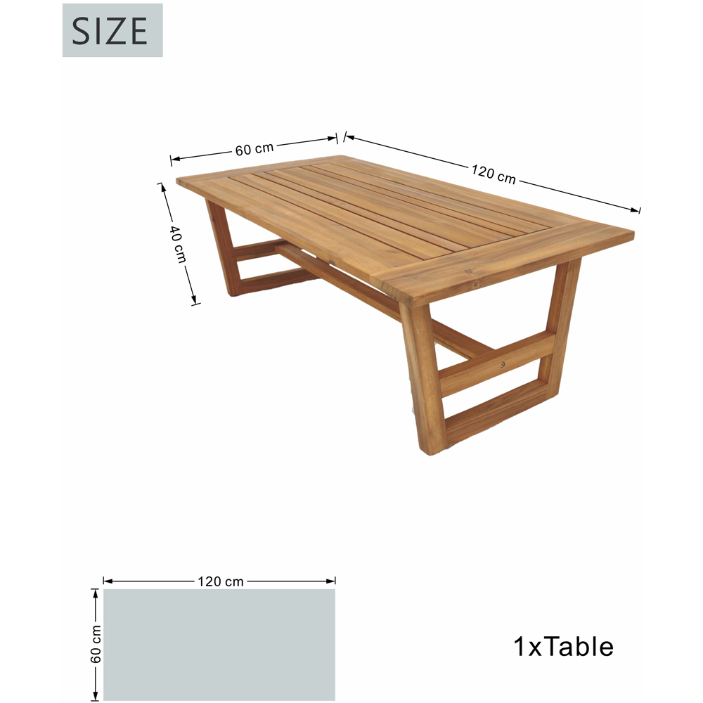 Direct Wicker Teak Finish Straight-Line Design Acacia Wood Outdoor Coffee Table Image 4