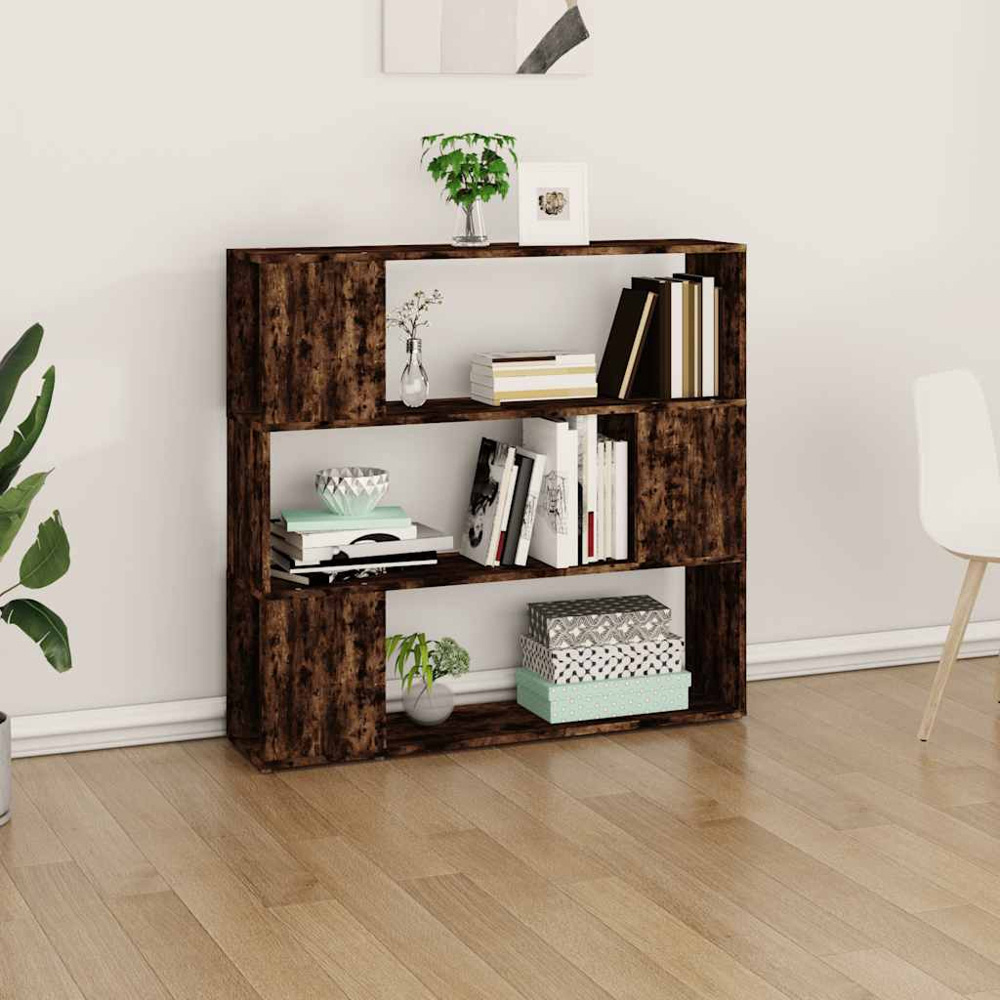 vidaXL 3 Shelf Smoked Oak Bookcase Image 7