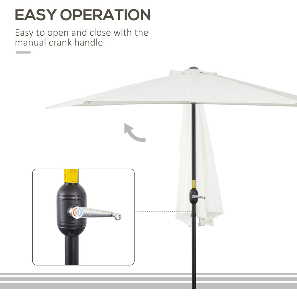 Outsunny Cream White Half Parasol 2.7m Image 5