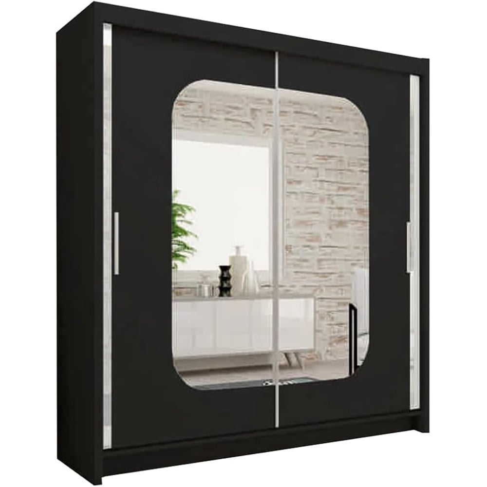Sliding Wardrobes 4U Marika 2 Door Black Mirror Wardrobe Image 2