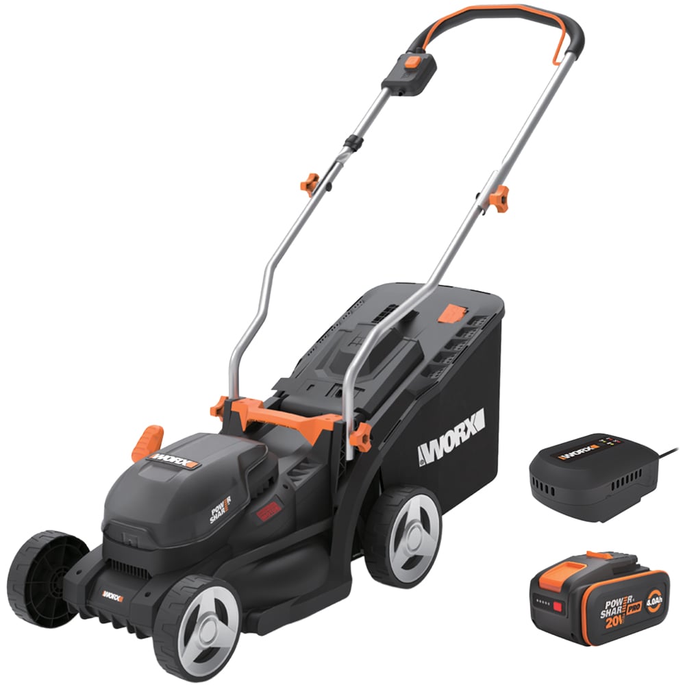 Worx WG733E 20V Cordless Brushless 33cm Lawn Mower with Battery and Charger Image 1