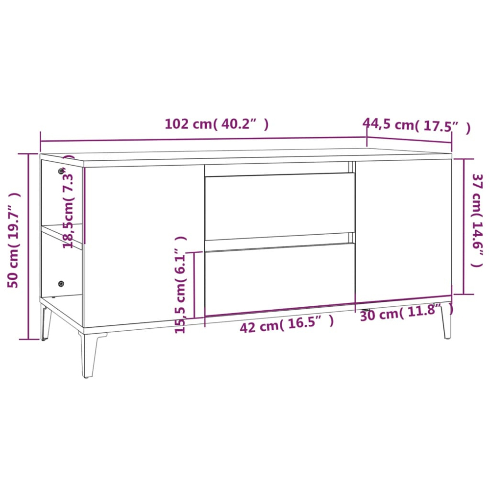 vidaXL 2 Door 4 Shelf Grey Sonoma TV Cabinet Image 9